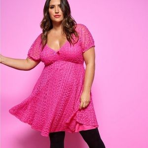 Torrid NWT Betsey Johnson Pink Lace Dress